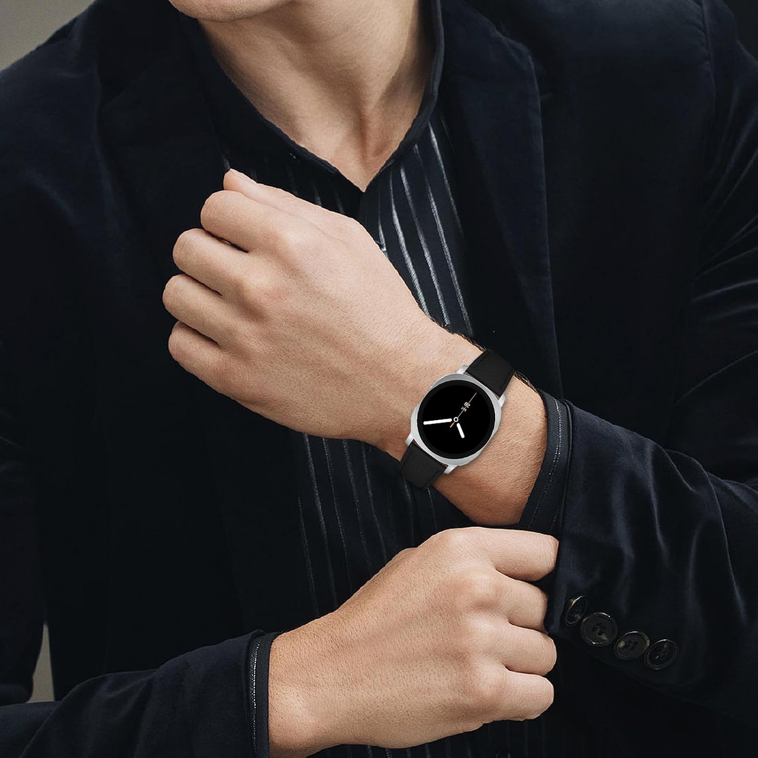 KnFISH Leather Band for Samsung Galaxy Watch 8 40mm 44mm Galaxy Watch 8 Classic 46mm Bands– 22mm Width Genuine Leather Samsung Watch 8 Wrap Fashion Light Galay Watch 8 Strap for Men