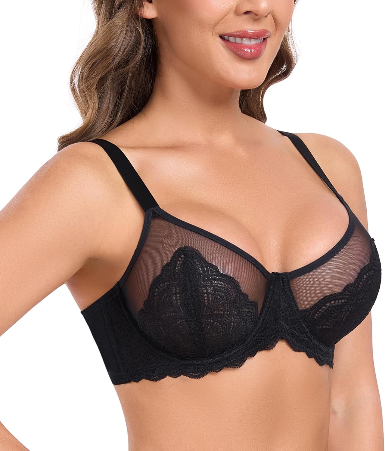 HACI Minimizer Lace Bra for Women Plus Size Full Coverage Unlined Underwire - Image 6