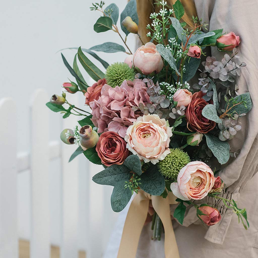 Bouquet di Rose Artificiali in Seta, Fiori Finti per Decorazioni Nuziali, Decorazioni romantiche per la casa, Tavolo, Ufficio e scrivania.
