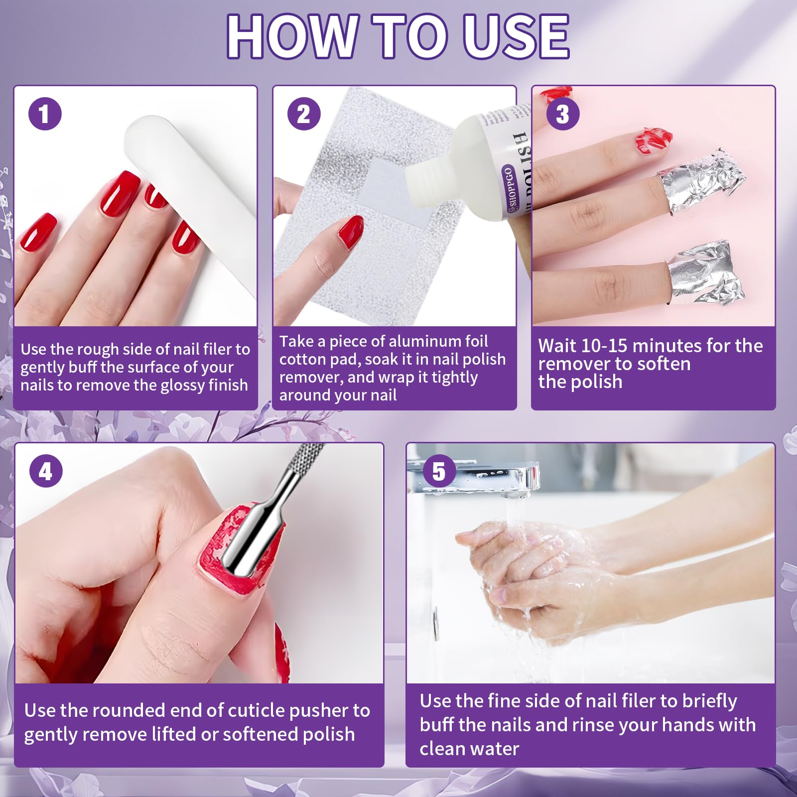 Acetone Per Smalto Semipermanente, Acetone Rimuovi Semipermanente Unghie, con Lime e Spingicuticole, Rimuove Facilmente e Rapidamente lo Smalto, 150ml