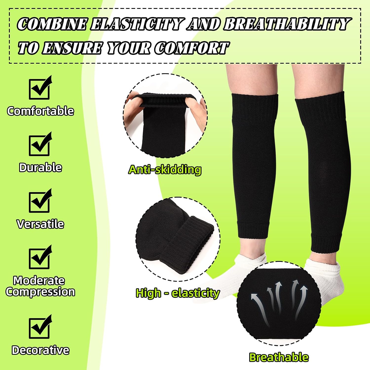3 Pairs Kid Soccer Sleeves, Calf Compression Sleeve,Sports Shin Guard Sleeves for Youth Boys Girls Rugby Baseball Football Softball