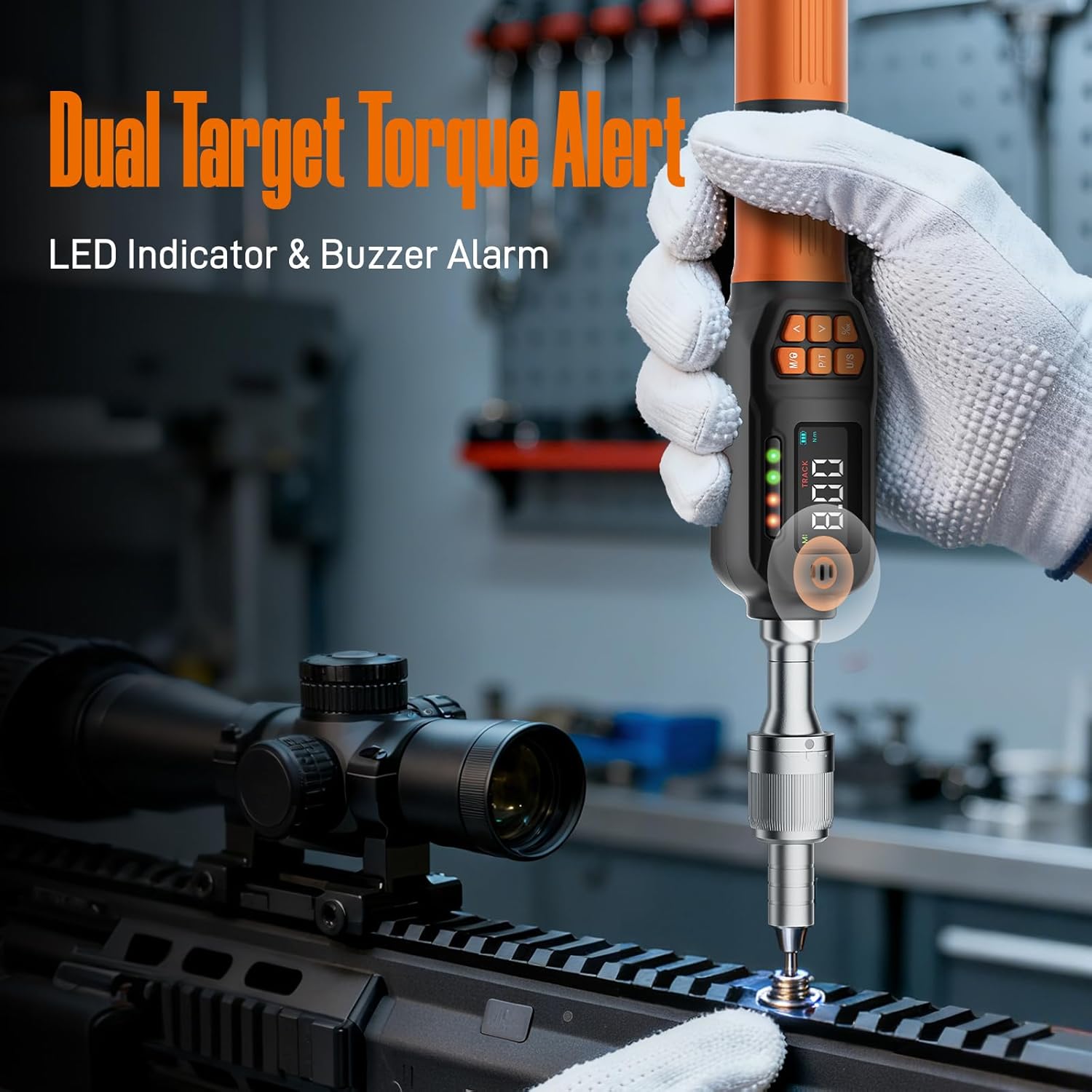 Rachet Digital Torque Screwdriver, 0.3-5.9 Ft.lb/0.4-8 Nm, 1/4'' Drive Inch Pound Torque Screwdriver Wrench Electrician with Buzzer & LED Indicator for Bike Scope Mounting