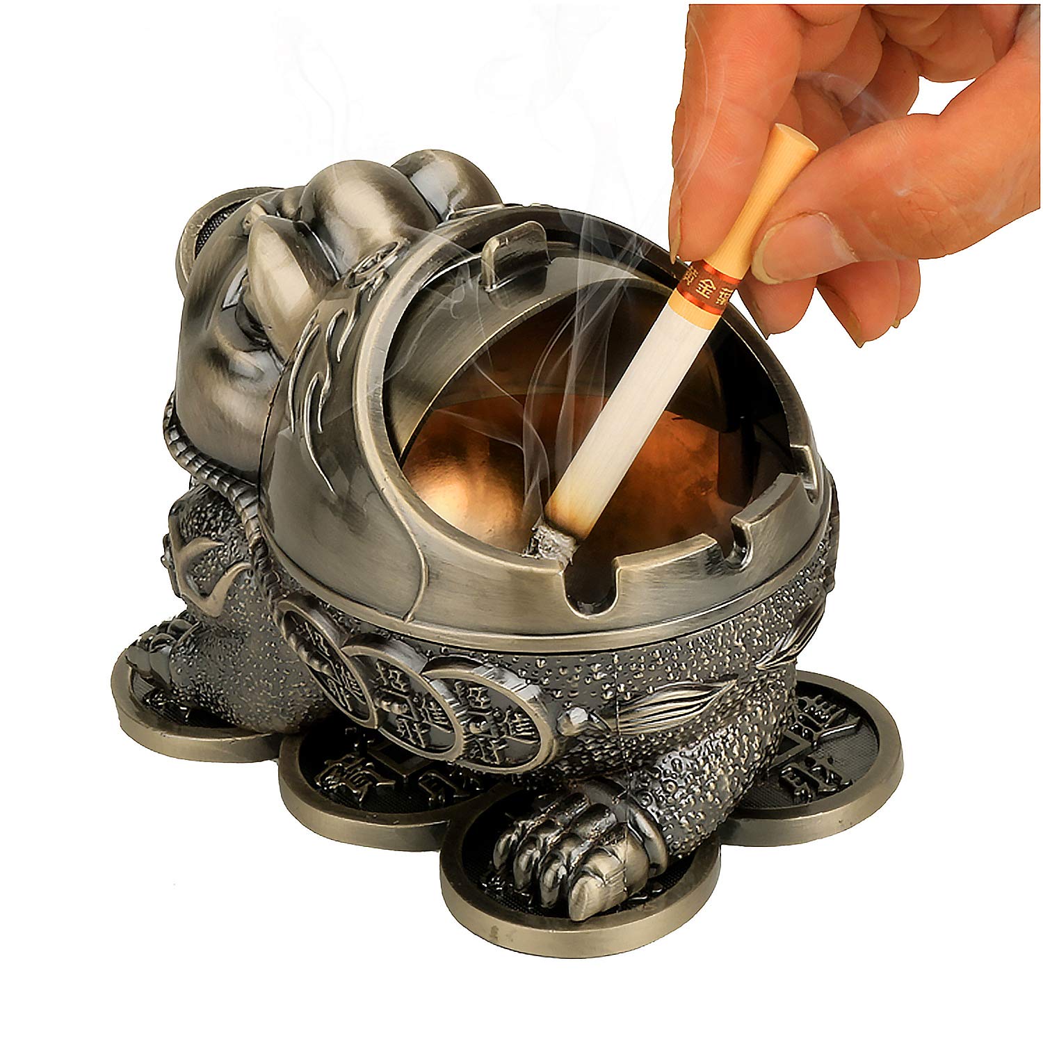 LABRIMP Cendrier Vintage En Métal Avec Couvercle