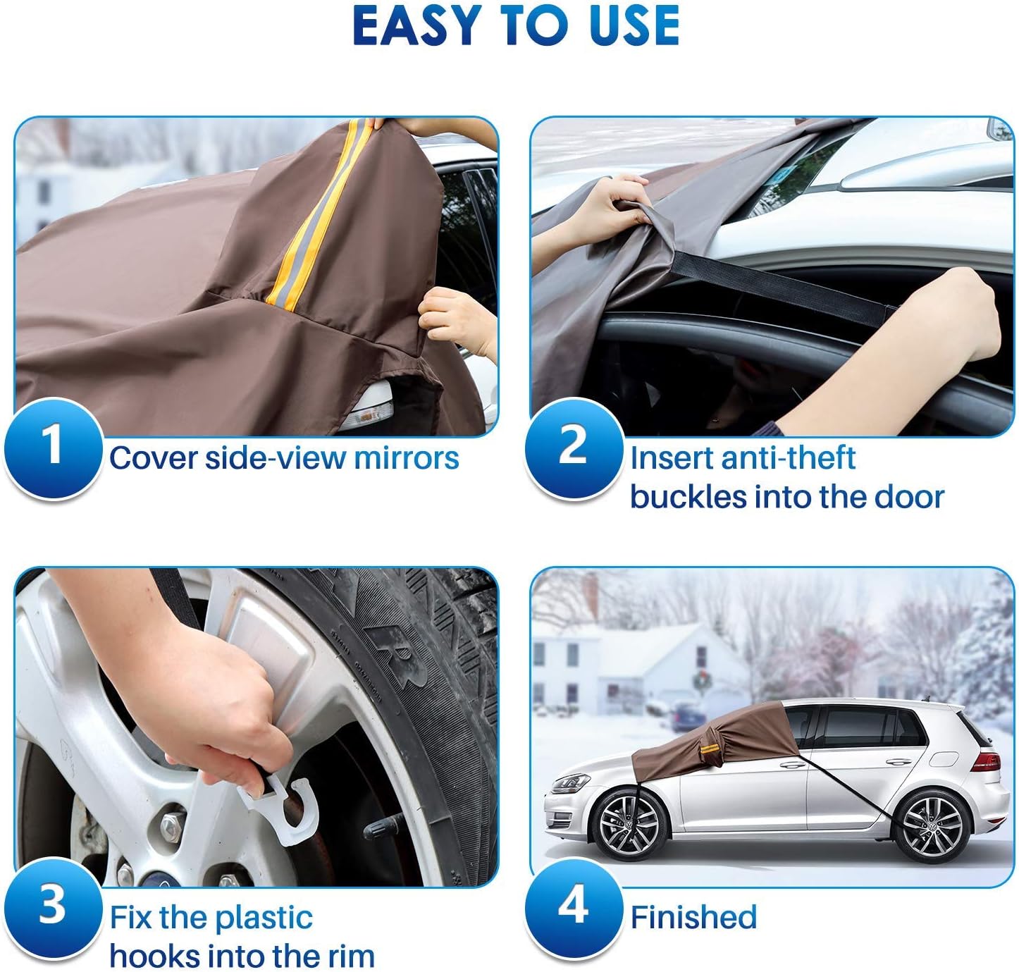 AstroAI Windshield Snow Cover, Car Windshield Cover for Ice and Snow Winter Protection for Cars