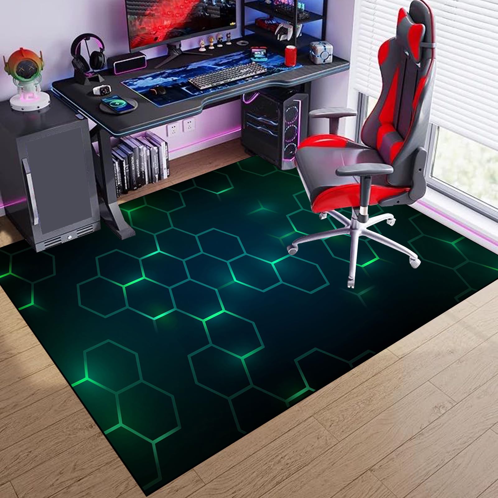 Tkuhknag Bodenschutzmatte Gaming Bürostuhl Unterlage Gaming-Stuhl-Unterlage Schreibtischunterlage rutschfest Gaming Teppich Stuhlunterlage Bürostuhlunterlage Bodenmatte für Stühle 140 x 160 cm