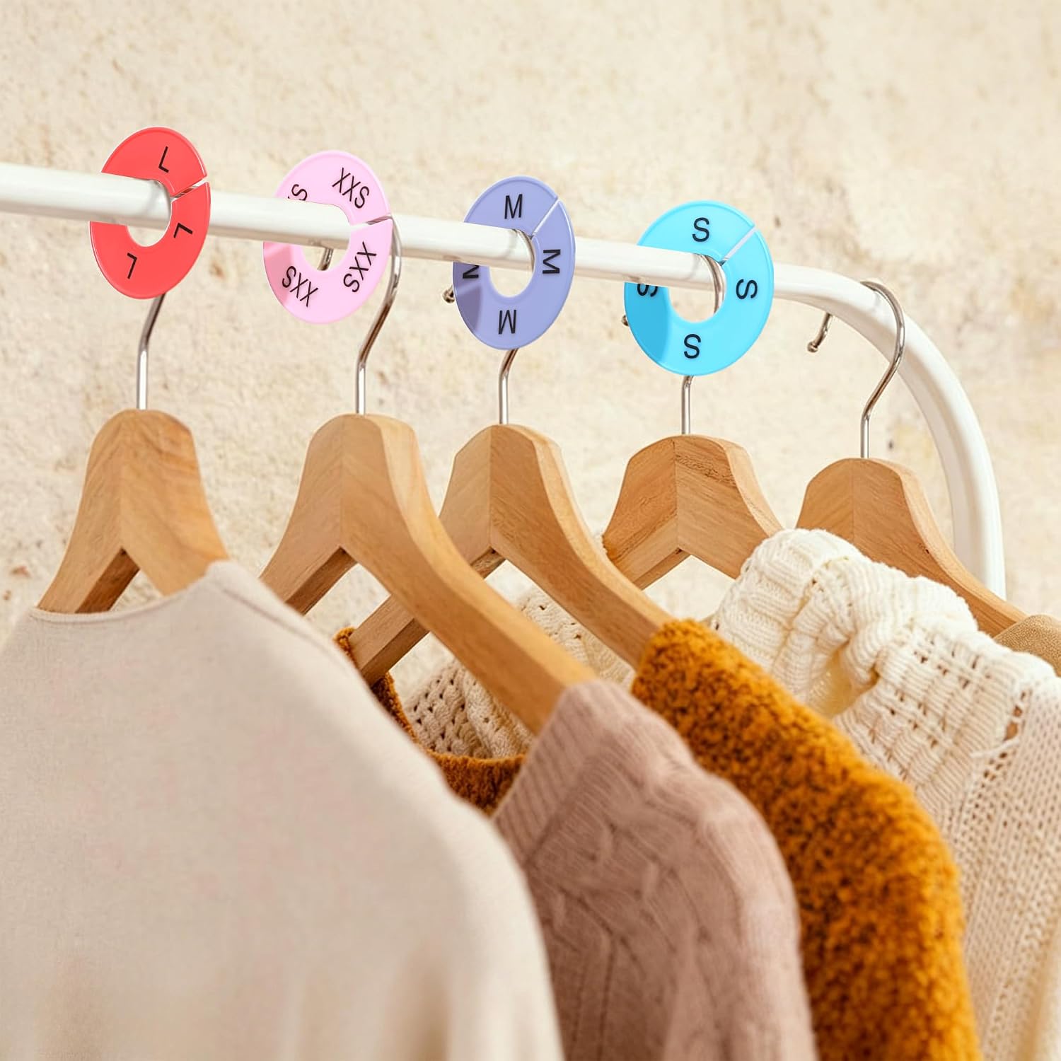 8 Pcs Clothing Size Dividers, Round Plastic Hanger Rack Dividers