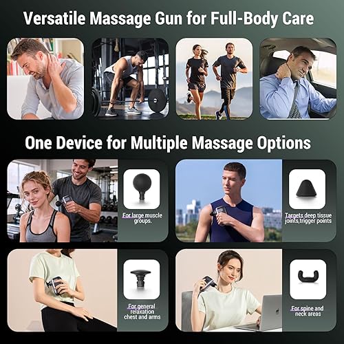 Miniatura 7 de Mini pistola de masaje con 10 cabezales de masaje, masajeador muscular de mano de percusión de tejidos profundos, pistola masajeadora de alta