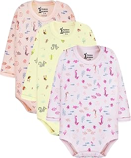 مجموعة سالوبيت بكباسين قطن بأكمام طويلة مطبوع بألوان متعددة للأطفال من فاني باني، 3 قطع