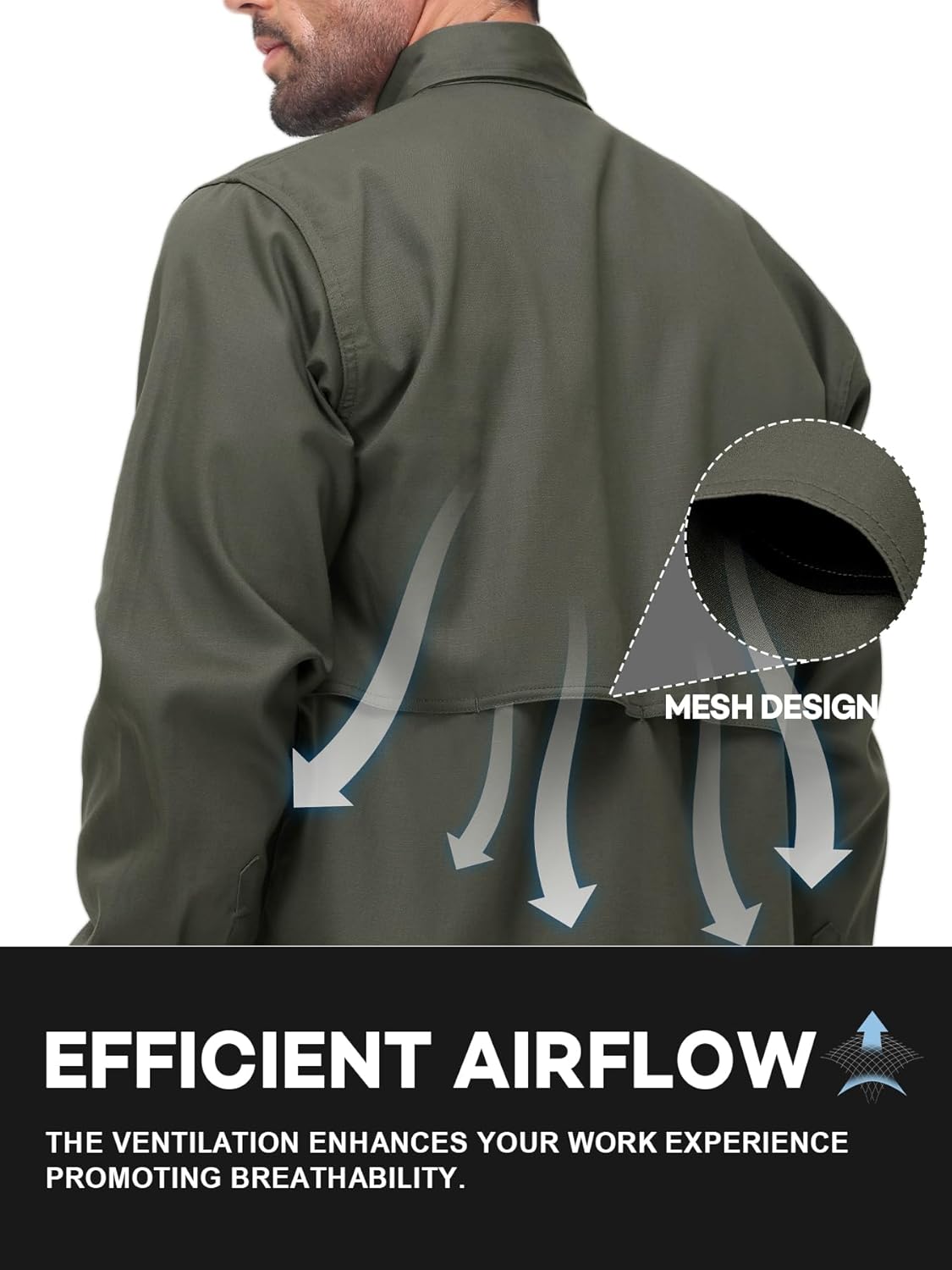 FR Shirt for Men 6oz Ripstop Lightweight Back Vented Mesh Breathable Flame Resistant CAT2 NFPA2112 Welding Shirts