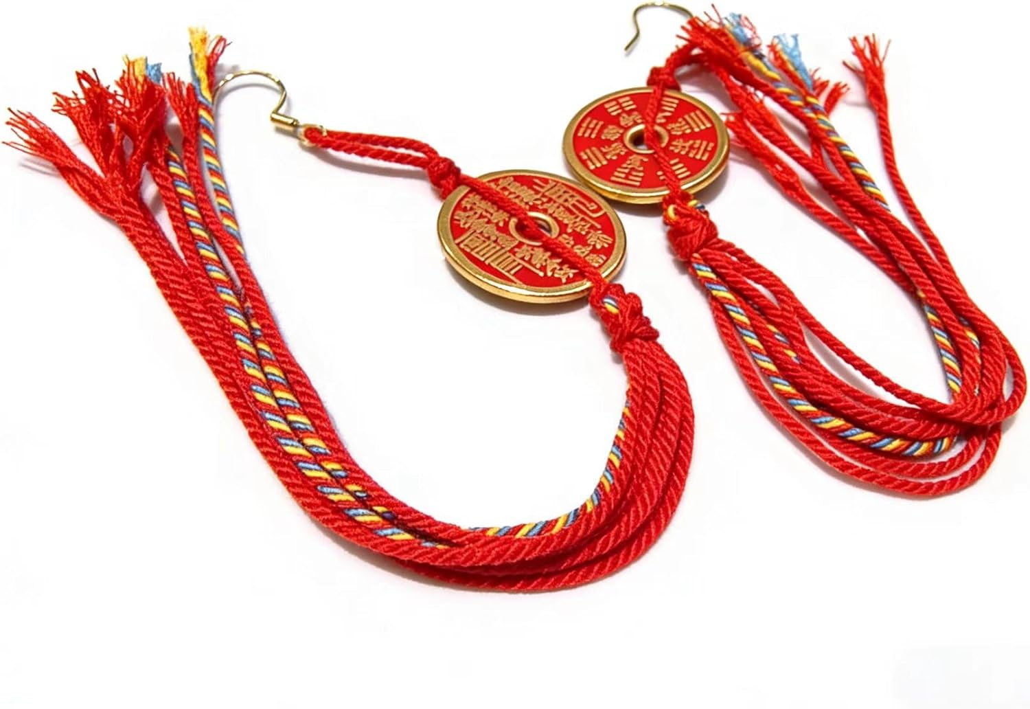 Neo-Chinese Style 925 Silver Tassel Earrings - Fortune Coin Lucky Chinese Style Dangle Earrings - Image 6