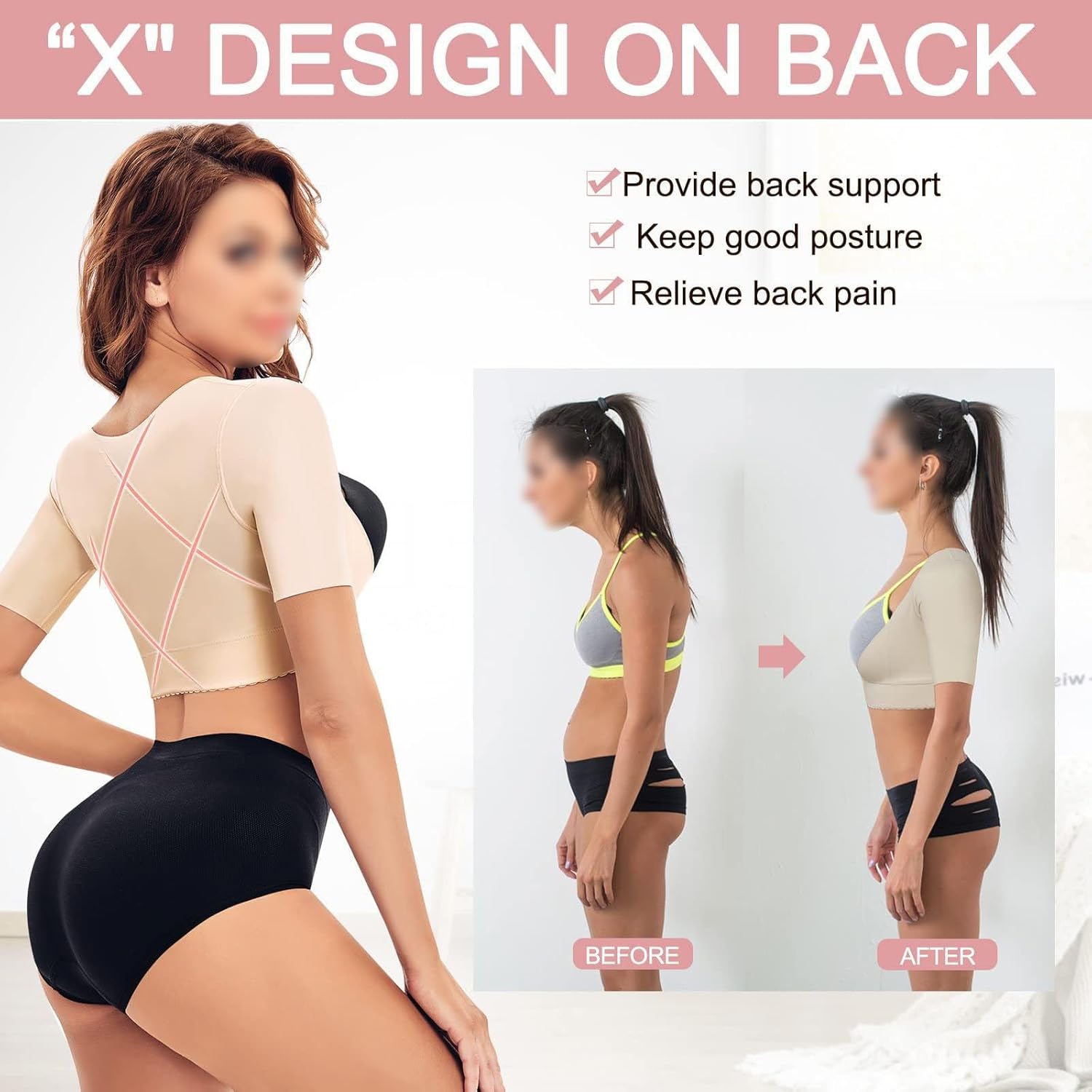 Upper Arm Shapers for Women Post Surgery Postpartum Compression Slimming Sleeves Posture Corrector Vest Shapewear Tops