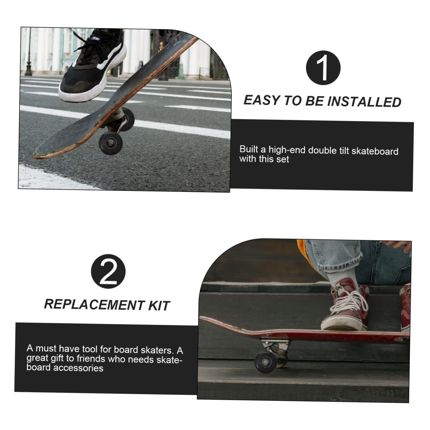 Kit de Trucks de Skateboard Double Kick Abec en Alliage d'Aluminium
