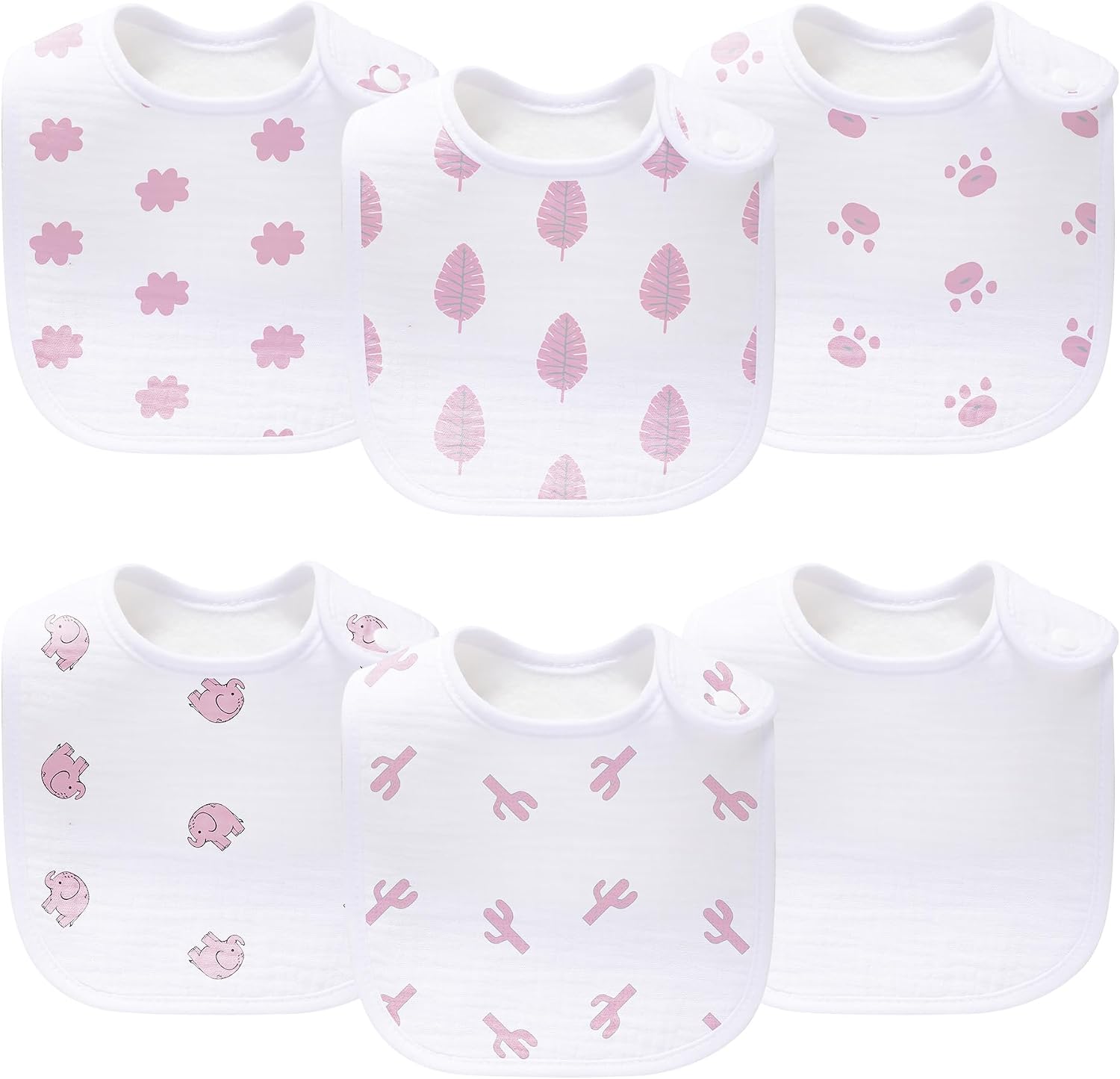Baby 6-Pack Unisex Muslin Bibs, Absorbent, Soft, and Cute for Baby Boys and Girls, 100% Cotton