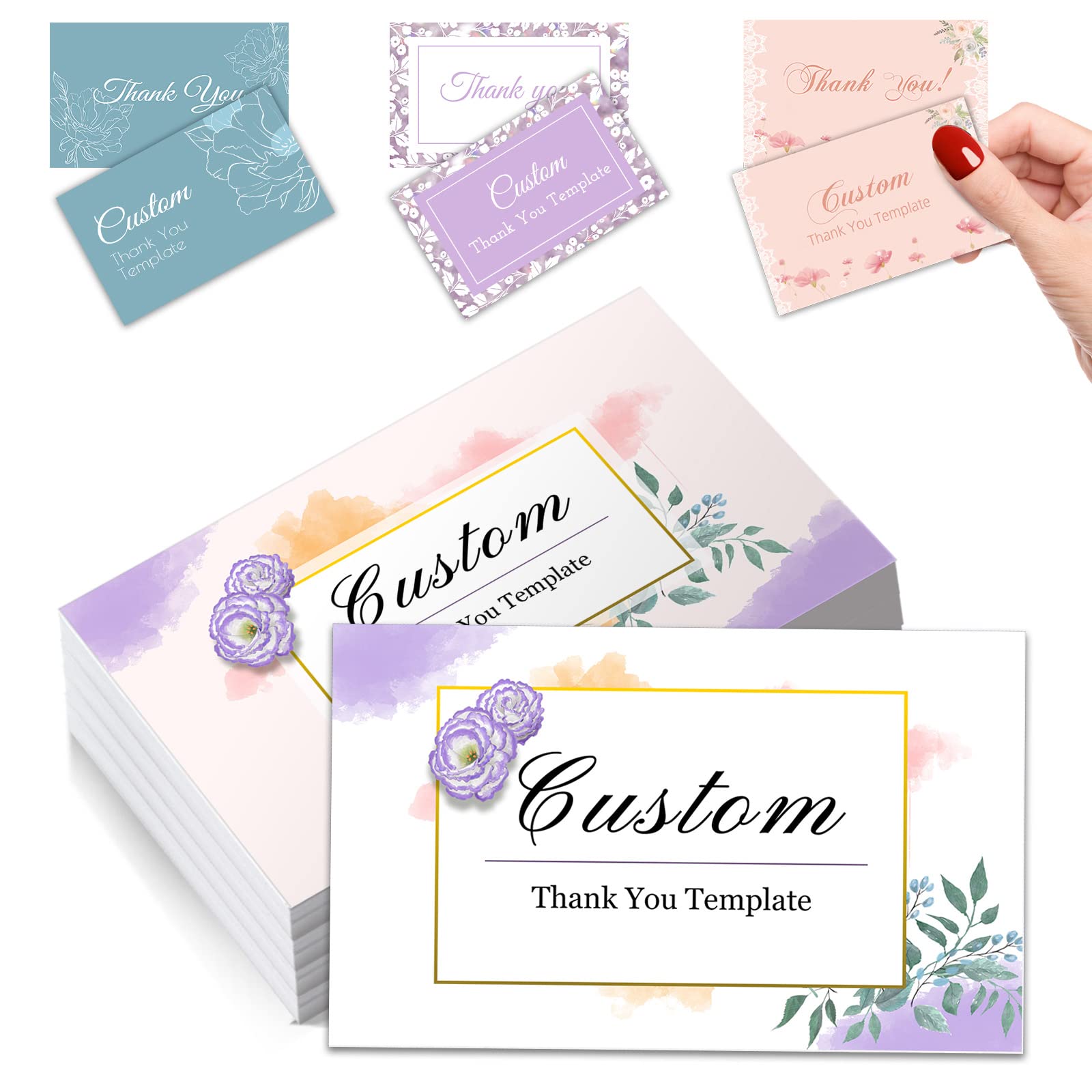 Custom Business Cards Customise Personalised Printable with Logo Picture for Small Business 3.5"x 2" Women Men Waterproof Front and Back 100 200 500 1000 Pcs Double Sided