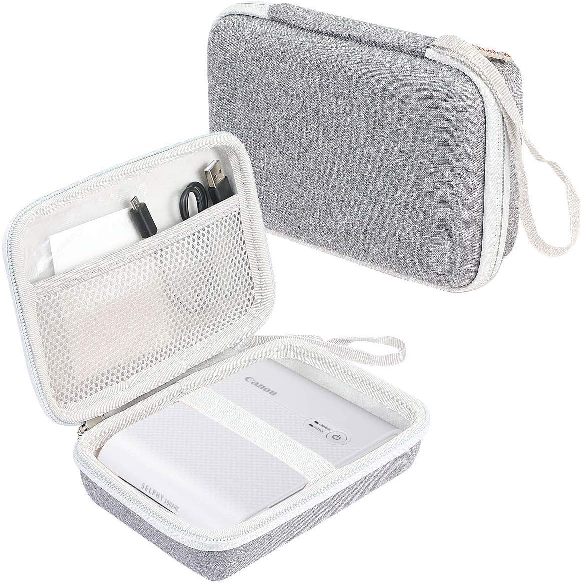 Hard Case for Canon SELPHY Square QX10 Portable Printer and Canon XS-20L 2.7" x 2.7" Square Photo Paper.(Gray/White)