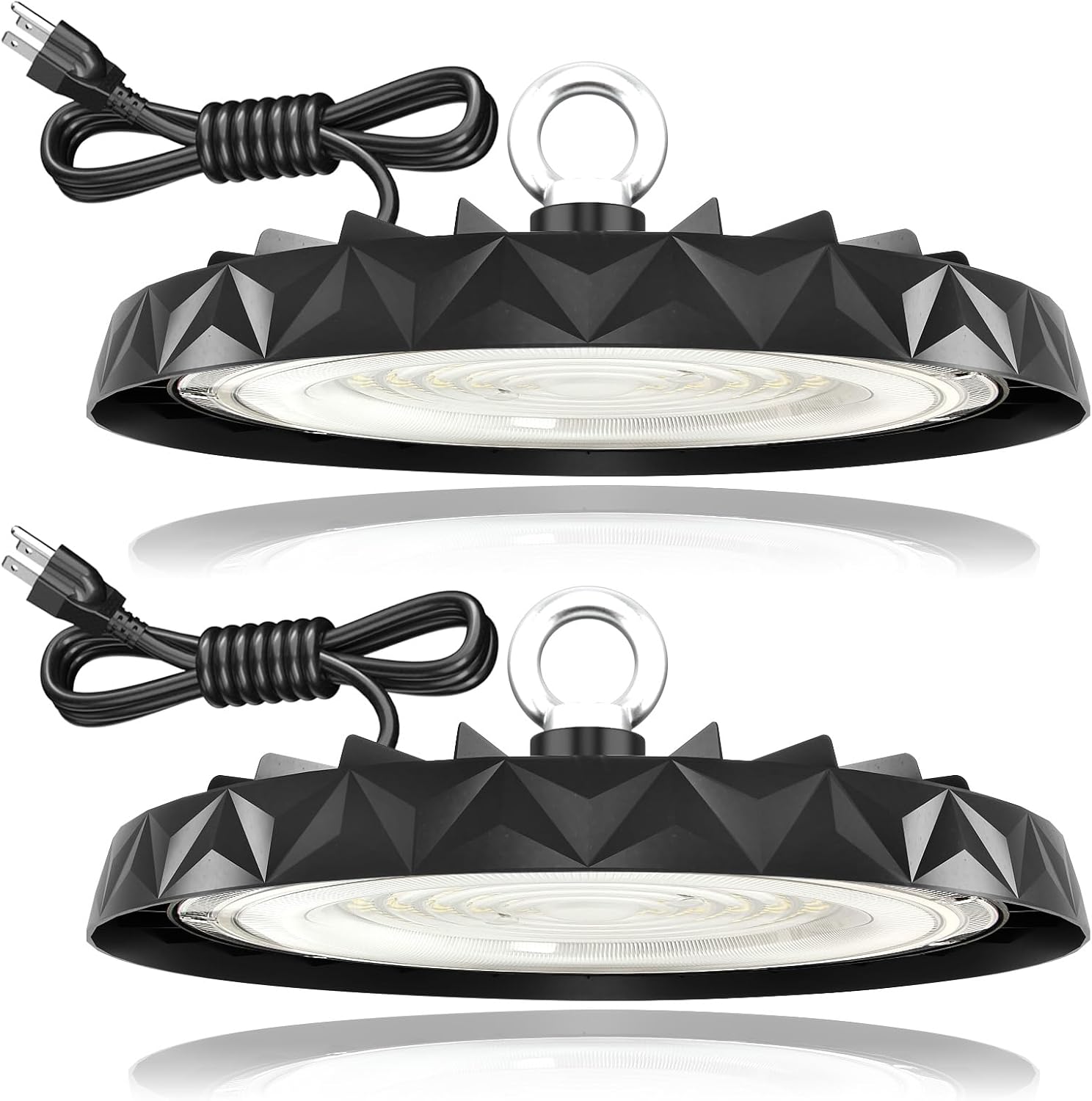 2Pack UFO LED High Bay Lights 150W,19500LM,6000K Daylight,Energy Efficient Commercial Warehouse Shop Light with 5ft Power Cord,AC100-277V