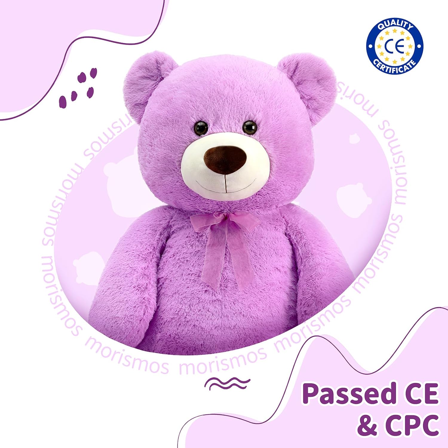 MorisMos Giant Teddy Bear Stuffed Animal 4 Feet, 51'' Large Stuffed Bear for Girlfriend Boyfriend Wife Mom Fiancée Valentine's Gift, Big Bear Plush for Baby Shower Christmas Birthday,Purple