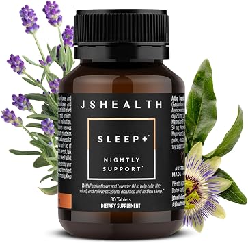 JSHealth Sleep Aid with Magnesium, Lavender & Passionflower, 30 Tablets | Sleep Supplement for Adults, Non-Drowsy Supplement Calms Body & Mind