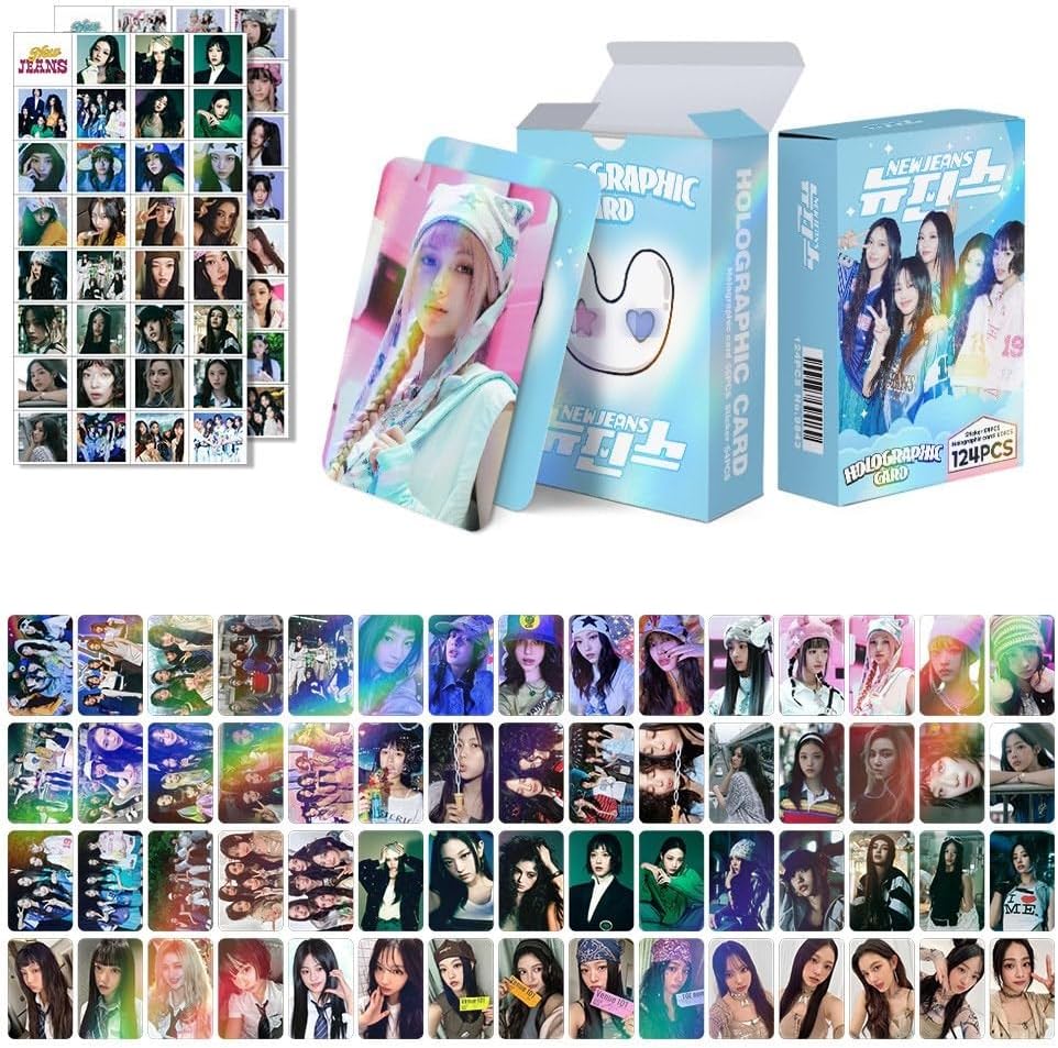124Pcs En- Sk Ive Gidle Twice 60Pcs Photocards Greeting Cards Collectmini Card Postcard and 64Pcs Stickers/New-Jeans