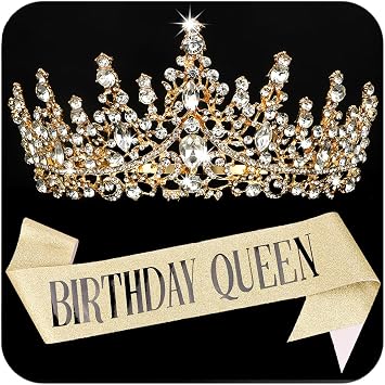 COCIDE "BIRTHDAY QUEEN Birthday Sash for Women Tiaras for Girls Decorations Set Rhinestone Headband Hair Accessories Glitter Crown for Party Supplies
