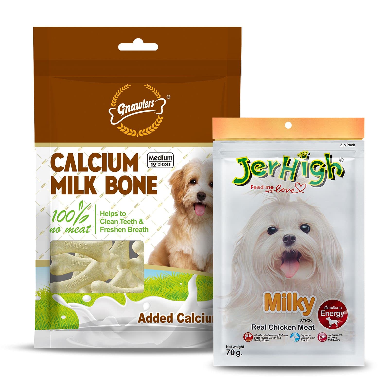 Gnawlers, Jerhig Dog Treat Combo 499 - Calcium Chicken Bone 12 in 1, Jerhigh Milky 70g (B098F5QLHY) Amazon Price History, Amazon Price Tracker