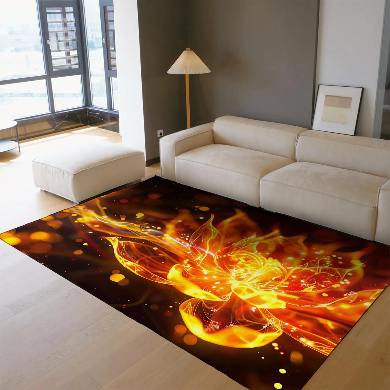 Tapis de chambre et salon motif lotus pour une déco moderne