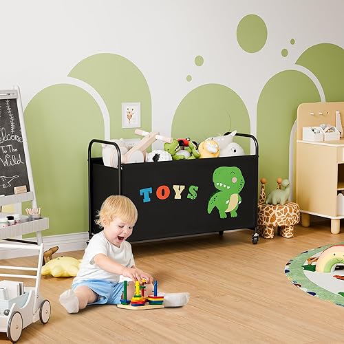 Miniatura 8 de GRANNY SAYS Caja de juguetes para niños y niñas, almacenamiento grande de juguetes con ruedas, organizador de almacenamiento de juguetes de metal