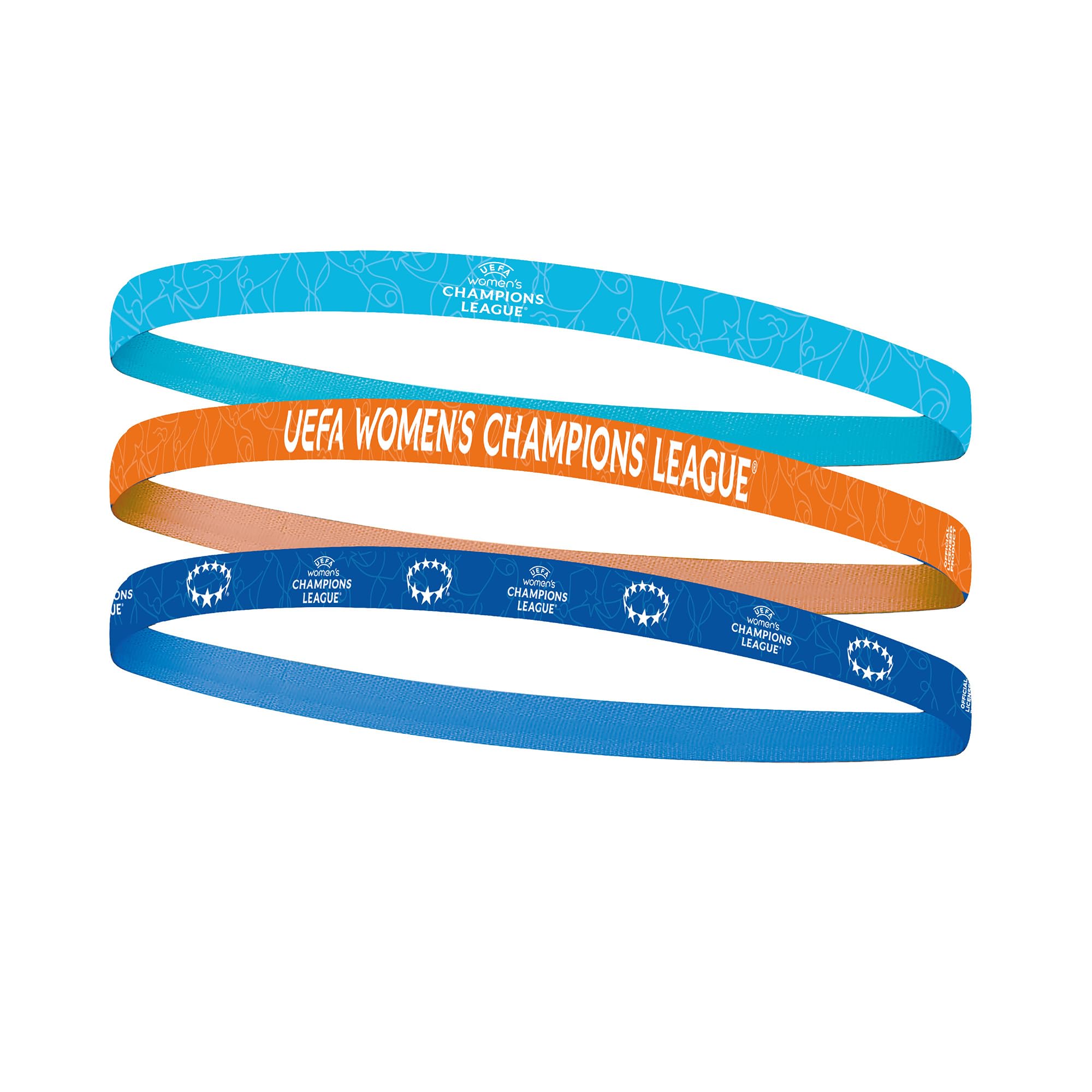 UEFA Women's Champions League Running Headbands 3-Pack - UWCL Officially Licensed Merchandise, Non-Slip Elastic Bands, Sports Headband for Football, Yoga, Running