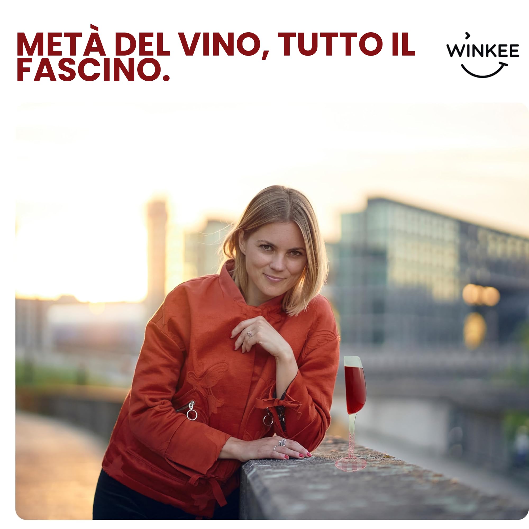 Winkee - Mezzo bicchiere di vino rosso e bianco | Bicchieri tagliati a metà | grande diviso a metà Regalo