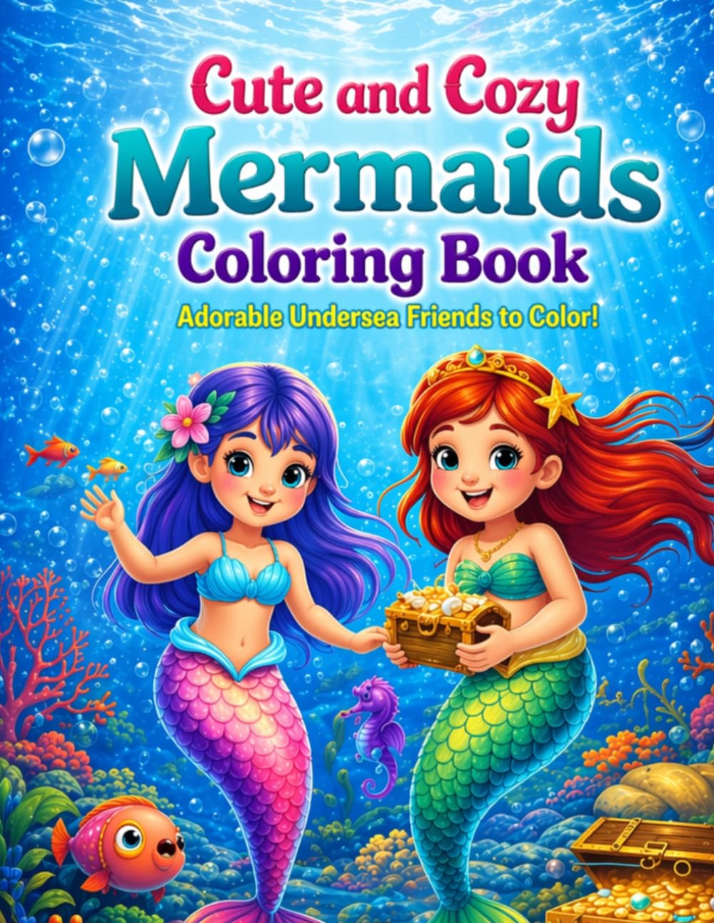 Cute&Cozy Mermaids Coloring Book: Adorable Undersea Friends To Color