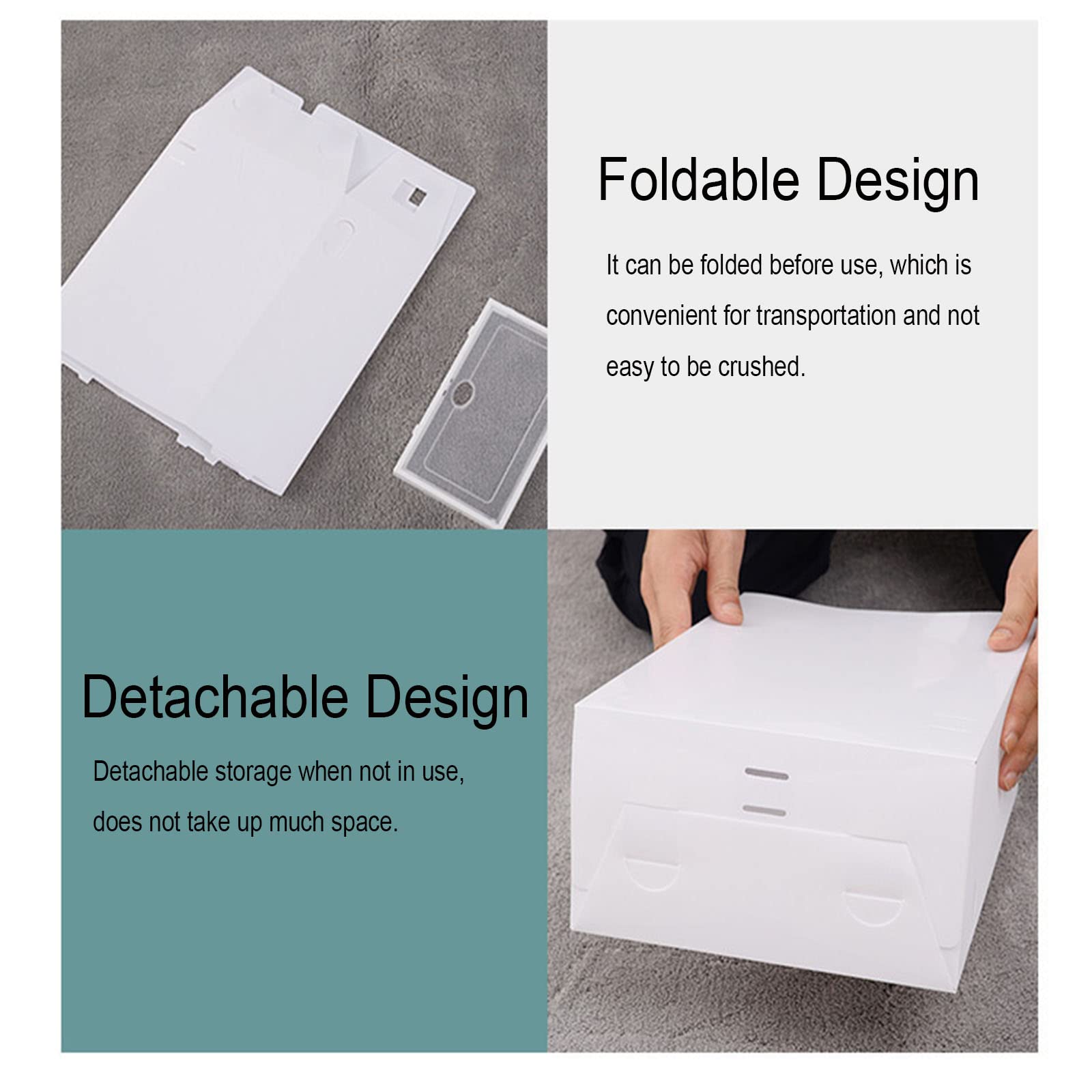 Paquete de 6 cajas de plástico apilables transparentes ventiladas y a prueba de polvo con puerta transparente para zapatos de hombre y mujer