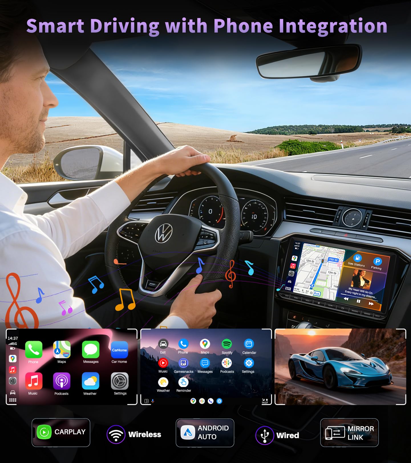 URVOLAX DAB+ Autoradio mit Bildschirm für VW Skoda Seat: 9 Zoll Doppel DIN Radio mit Wireless Apple CarPlay Android Auto - Linux Auto Radio für Golf 5 6 T5 Polo 6r Caddy Touran Passat Tiguan Fabia