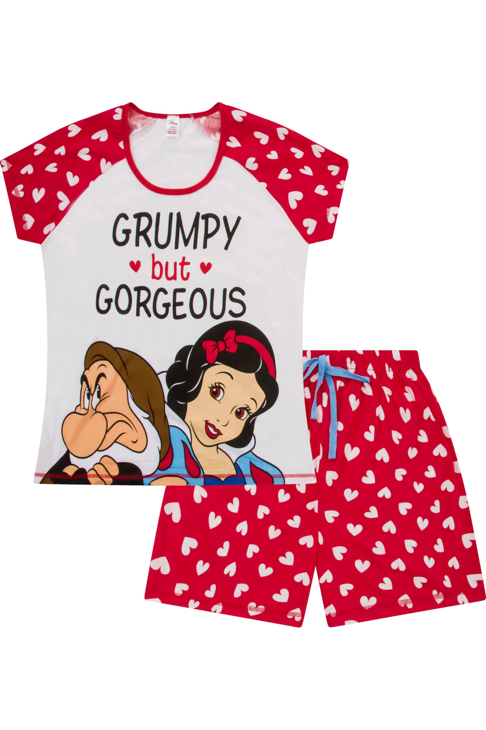 Disney Womens Snow White Dwarfs Grumpy But Gorgeous Short Cotton Pyjama Set Ladies PJ's