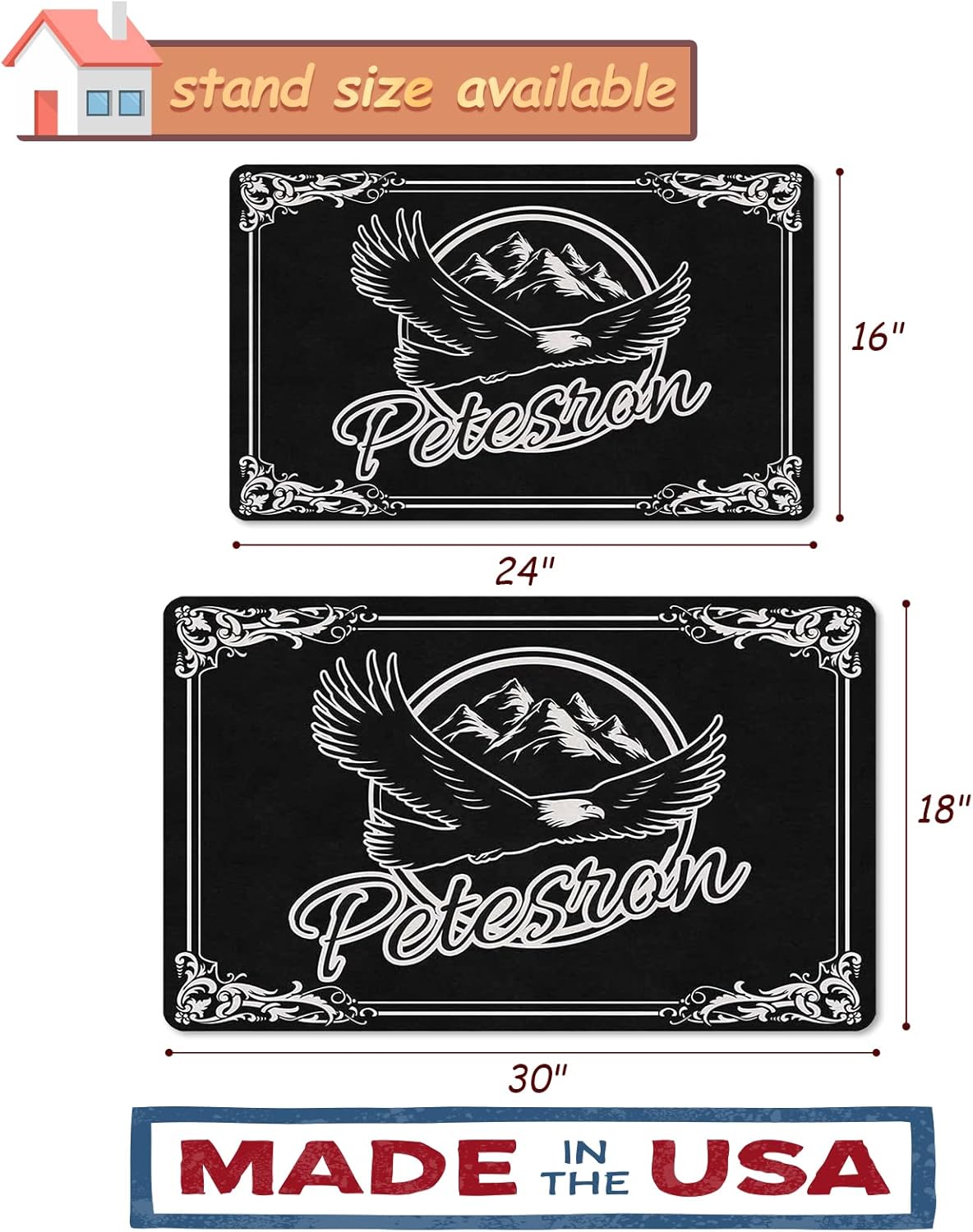 Custom Welcome Doormat with Text Name,Personalized Welcome Door Mat for Front Door,Indoor Rugs for Entrance,Non Slip Low-Profile Floor Mat Housewarming Gift for Friend Outdoor Decor 30 * 18In