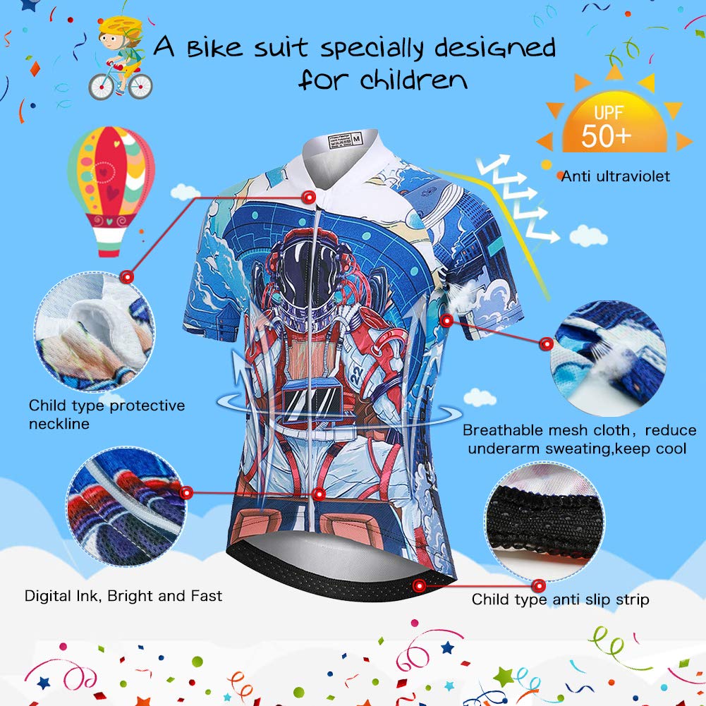 Maillot de cyclisme à manches courtes et short respirant Motif dessin animé pour vélo de montagne pour filles et garçons