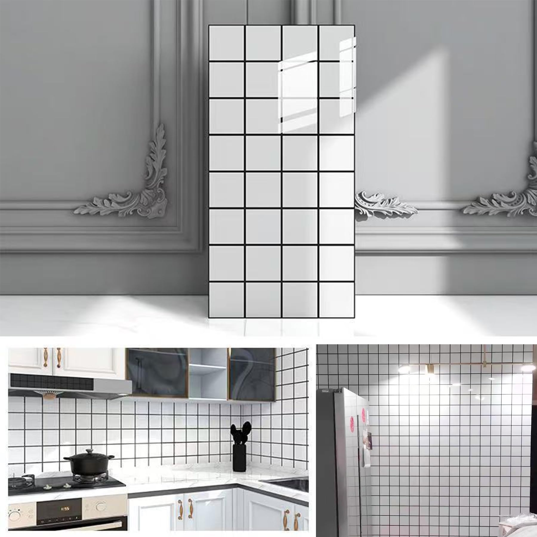 AMOYUN 10 Sheets Marble Tile Stickers, Stick on Tiles Peel and Stick Backsplash PVC Waterproof Oilproof Self Adhesive 30x60cm for Kitchen Bathroom Home Decor DIY