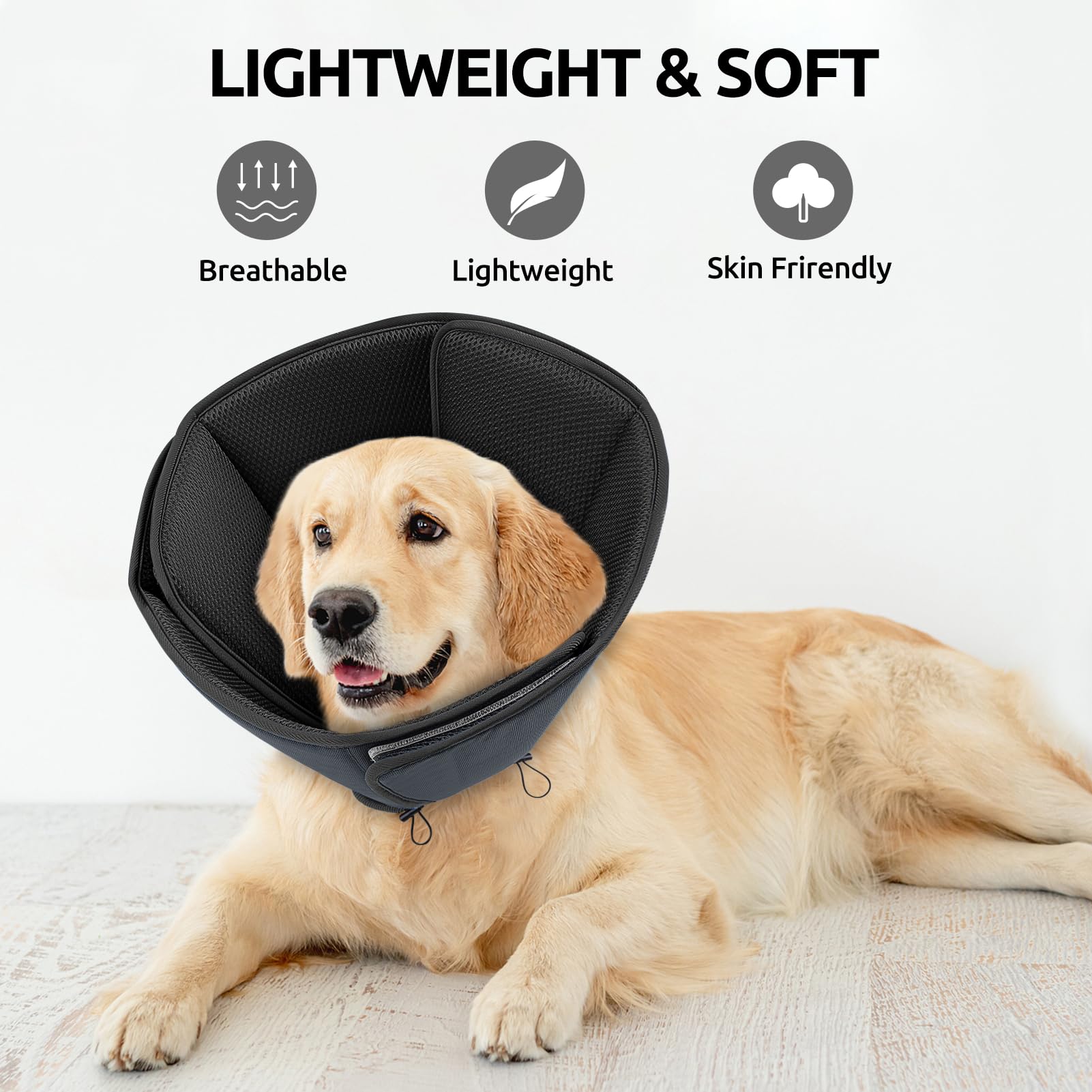 Halskrause Hund Weich, Hundekragen Leckschutz, Verstellbarer Trichter Hund Nach Op, Halskrausen für Hunde, Schutzkragen Hunde Atmungsaktiv(Dunkelgrau XL)