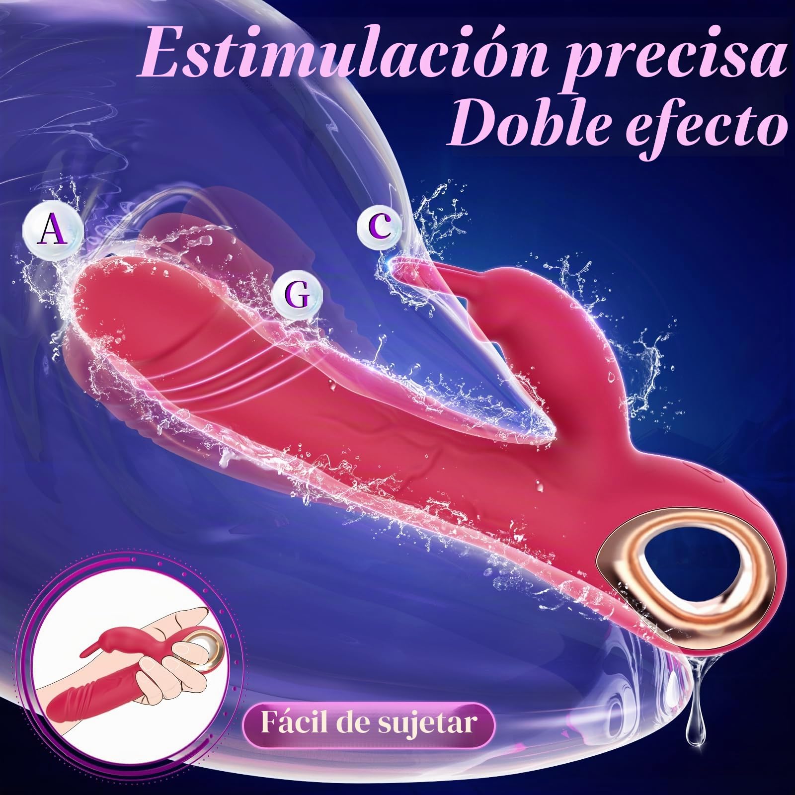 Vibrador de conejo para punto G, juguetes sexuales para estimulación del clítoris, 10 vibraciones, 3 modos de empuje con cuentas giratorias, doble motor, juguete para adultos para mujeres sexuales