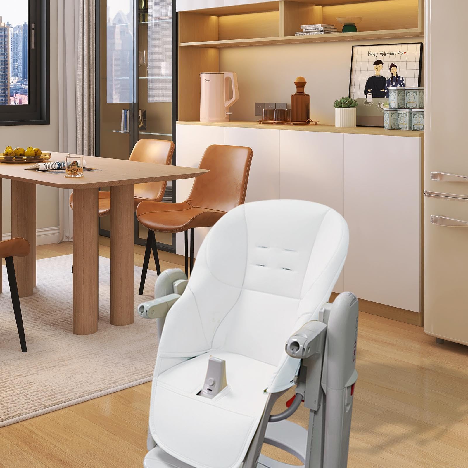 Fodera per sedia da pranzo per bambini, imbottitura per seggiolone in pelle PU, comoda fodera per cuscino per seggiolone per bambini Fodera ricambio per inserto per seggiolone per Peg Perego Tatamia