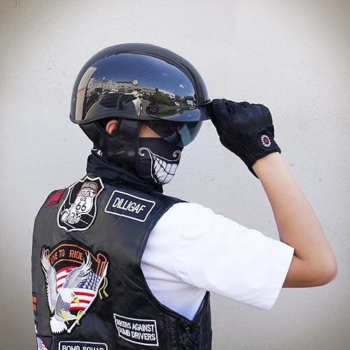 Miniatura 4 de VCOROS - Cascos de cara abierta de fibra de carbono estilo retro para motocicleta, para hombres y mujeres, cascos de media cara para moto, crucero,