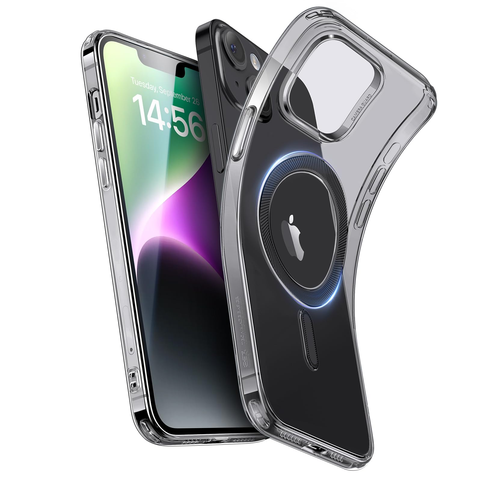 【極薄&黄変対策】ESR いPhone14 ケース iPhone13 ケース MagSafe対応 黄ばみ防止 米軍MIL規格保護 耐衝撃 iPhone14 ケース iPhone13ケース ワイヤレス充電 あいふぉん14 iPhone13対応 傷に強い背面 指紋防止 滑り止め ストラップホール付き Zeroシリーズ ブラック