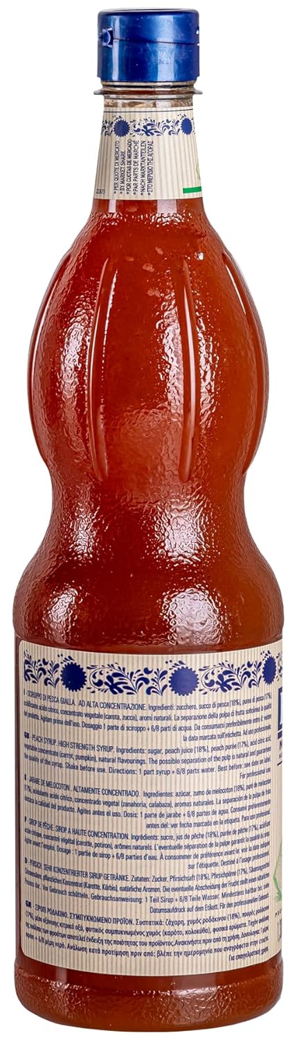 Fabbri Premium Flavoring Syrup, Peach, New Enhanced Flavor, All Natural, Made in Italy, 33.8 Ounce (1 Liter)