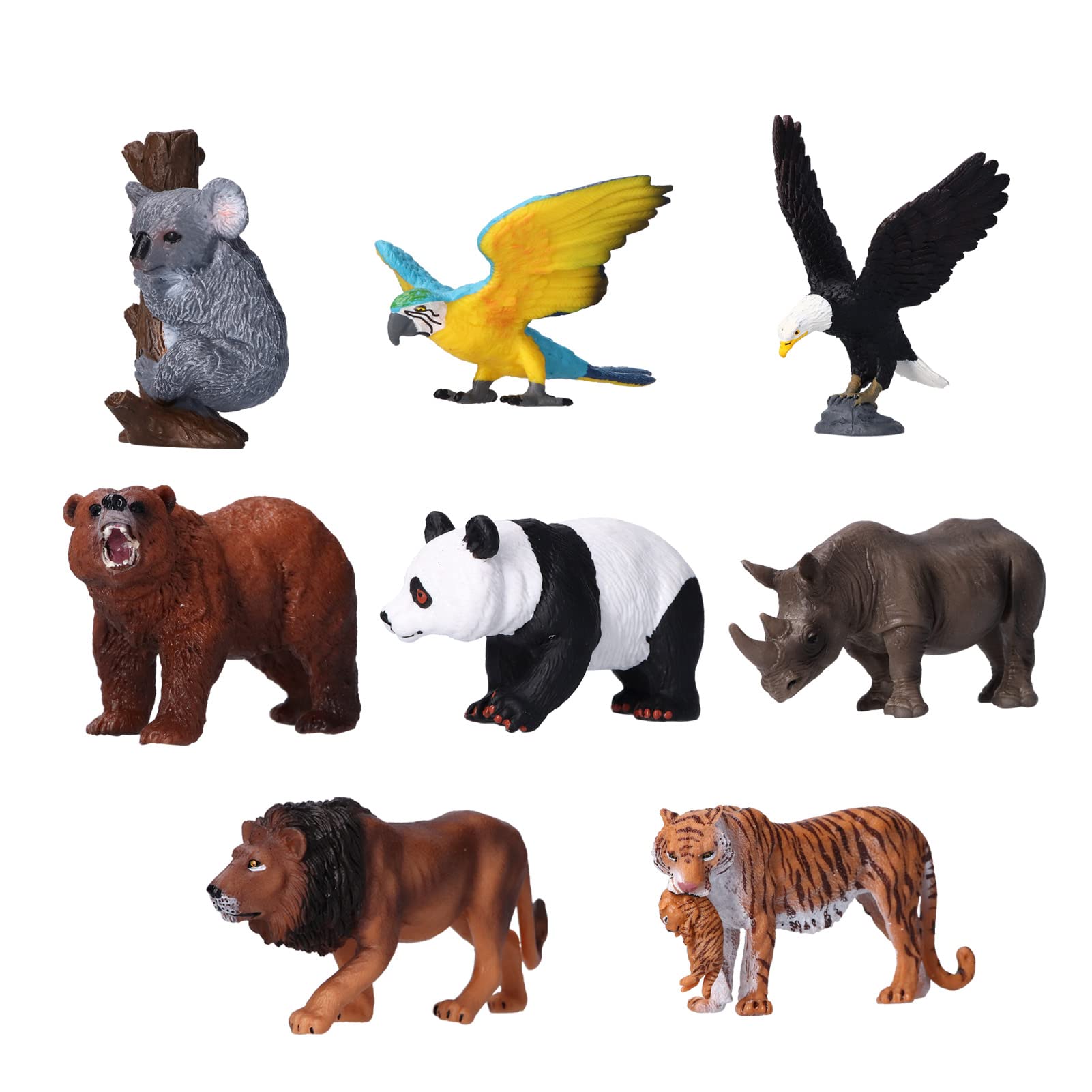 Juego de 8 Figuras de Animales Salvajes con Beneficios Educativos para Niños, Modelos de Animales de la Selva de PVC Duraderos