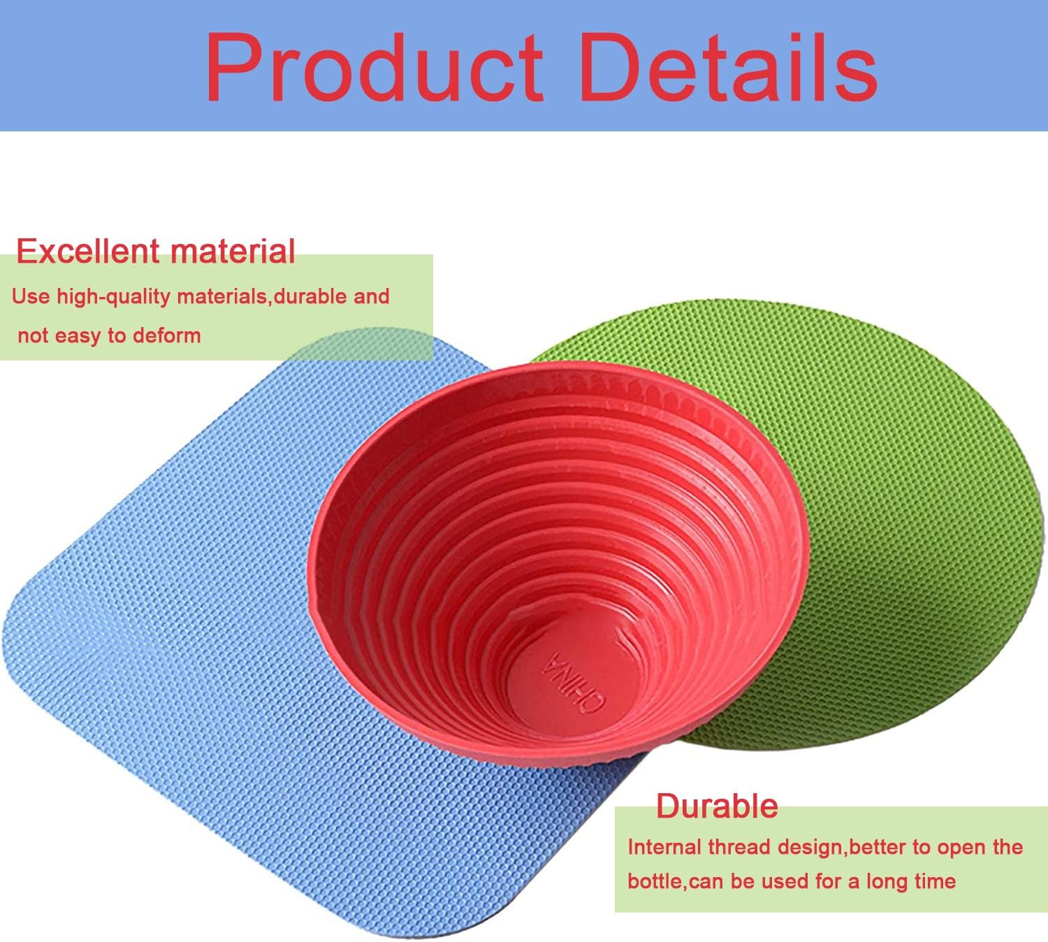 3 pcs Jar Opener Gripper Pads, Rubber Jar Grippers Multi-function Jar Opener for Seniors with Arthritis Weak Hands Kitchen Coasters