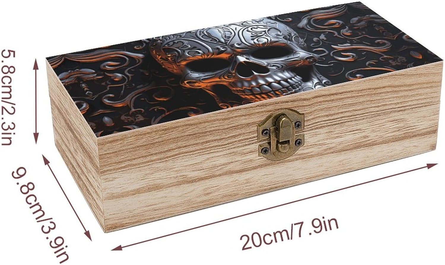 Cool Skull Graphics Keepsake Box Wooden Storage Box with Lid image 2