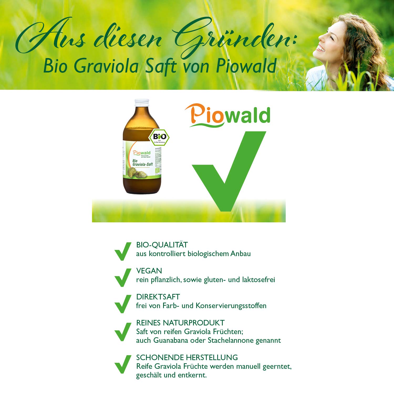 BIO Graviola Saft - (6x500 ml) Vorratspack | 100% Direktsaft ohne Zusätze (Guanabana, Stachelannone)