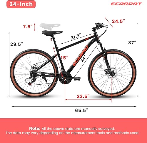 Miniatura 16 de 24/26/27.5 Inch Wheel Mountain Bike, 21 Speed MTB Bike with Full/Front Suspension, Steel Frame and Dual Disc Brakes, Adult Mens Outdoor Cycling