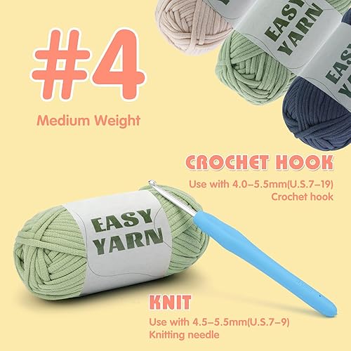 Miniatura 65 de Hilo de 1.76 x 1.76 onzas para tejer y tejer, hilo de algodón fácil de ganchillo para principiantes, con costuras fáciles de ver, peso peinado medio