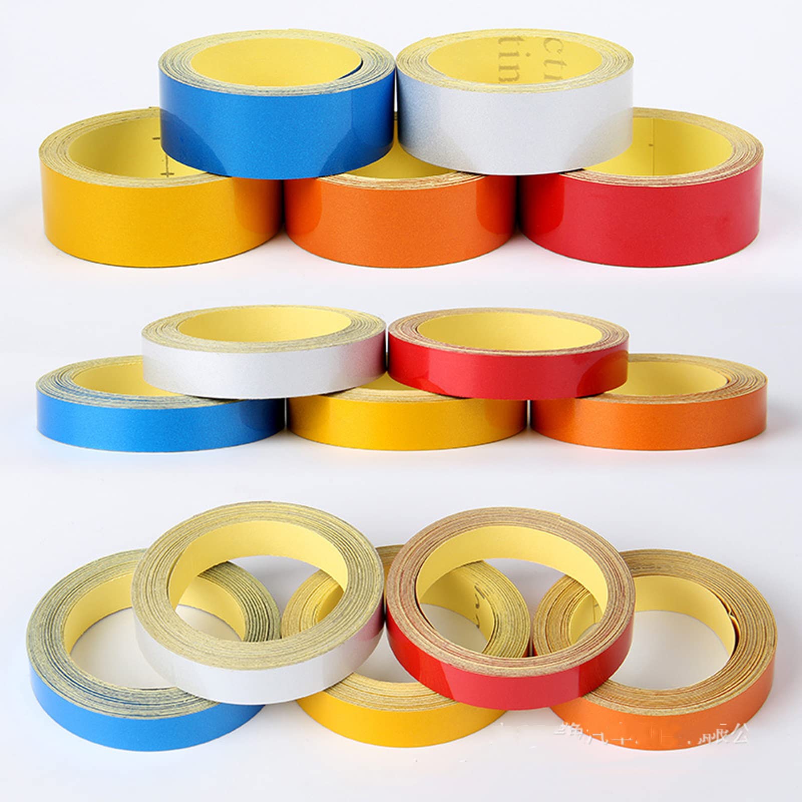 Adhesivos reflectantes, bandas de señal de segurid Cinta reflectante Cinta de marcado de seguridad Cinta de carretera, Cintas de seguridad Cinta de marcado de advertencia de 10 mm / 20 mm x 45 m Coche
