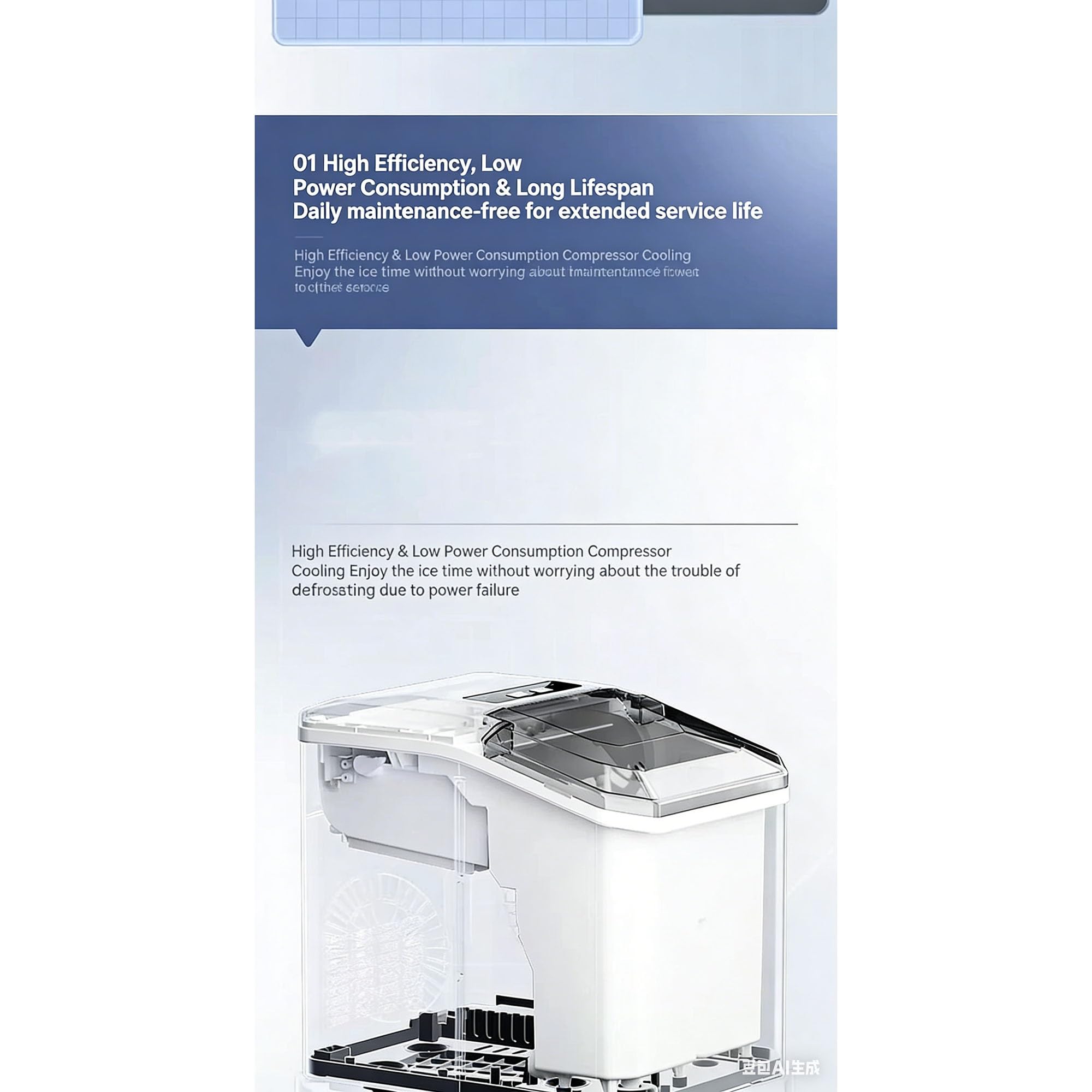 Machine À Glaçons Mini, Machine À Glaçons Automatique, Prête En 8 Minutes, Réservoir De 1,3 L, Autonettoyante, 15 Kg/jour, Parfaite Pour La Maison, Le Bureau, Le Camping Et Les Bars.(F)